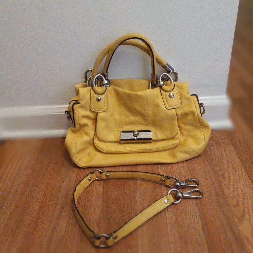 Coach Purse Yellow and Silver